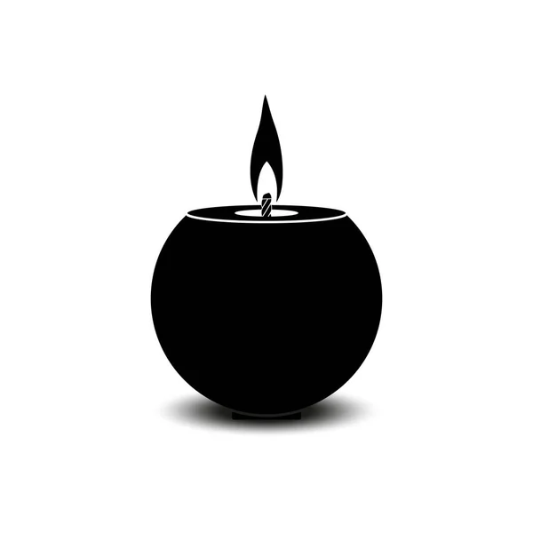 Una Vela Parafina Ardiente Forma Redonda Negro Sobre Fondo Blanco — Vector de stock