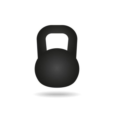 Beyaz arka planda spor için ağır bir kettlebell ikonu. Vektör resmi.