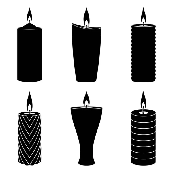 Velas Parafina Ardiendo Diferentes Formas Sobre Fondo Blanco Imagen Vectorial — Vector de stock