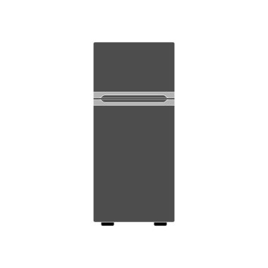 İki odalı modern bir buzdolabının simgesi. Üzerinde beyaz arka planda bir dondurucu var. Vektör resmi.