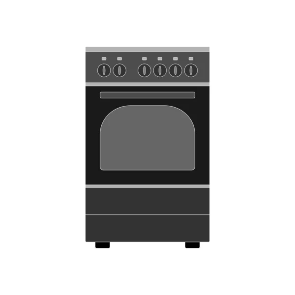 白い背景に電気オーブン付きのフラットデザインの現代的なガスストーブのアイコン ベクトル画像 — ストックベクタ