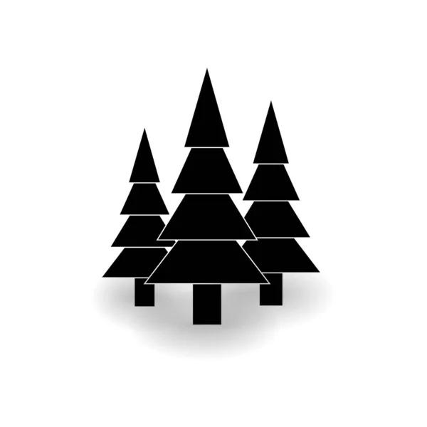 Het Icoon Van Drie Kerstbomen Van Verschillende Grootte Een Brede — Stockvector