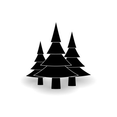 Beyaz arka planda üç Noel ağacının ikonu. Vektör resmi.