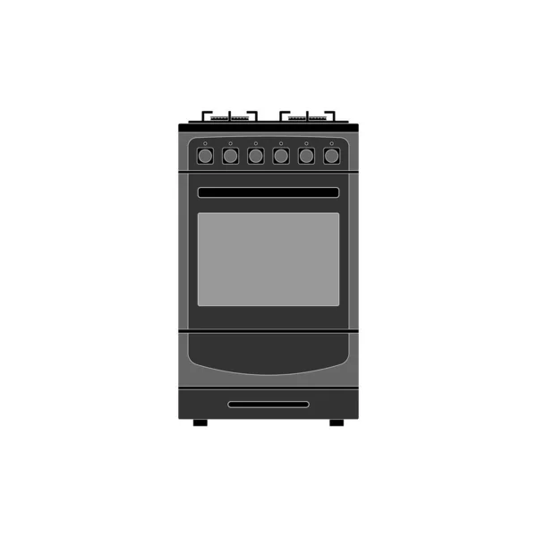 白い背景に電気オーブン付きの現代的なガスストーブのアイコン ベクトル画像 — ストックベクタ
