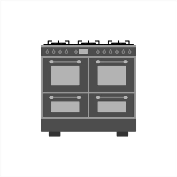 白い背景に4つの電気オーブン付きの大きなガスストーブのアイコン ベクトル画像 — ストックベクタ