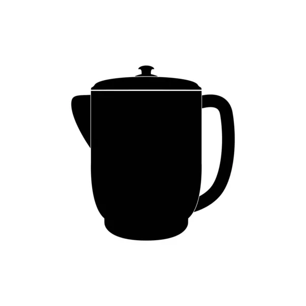 Икона Чайник Кофейник Водой Черном Белом Фоне Векторное Изображение — стоковый вектор