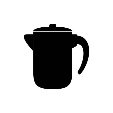 Çaydanlık-kahve demliğinin ikonu beyaz arka planda siyahtır. Vektör resmi.