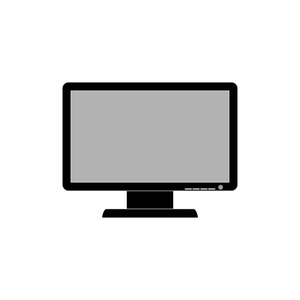 带有设置按钮的现代计算机监视器图标是白色背景上的黑色 矢量图像 — 图库矢量图片