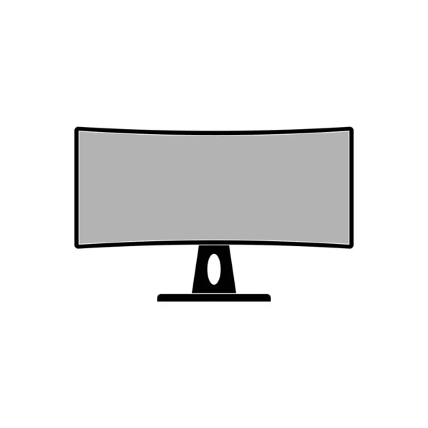 Ikona Nowoczesnego Wklęsłego Monitora Komputerowego Jest Czarna Białym Tle Wizerunek — Wektor stockowy
