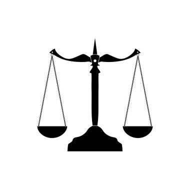 Beyaz arkaplanda çeşitli küçük ögeleri tartmak için bir ölçek simgesi. Vektör resmi.