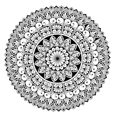 Henna, Mehndi, dövme, dekorasyon için Mandala şeklinde dairesel desen. Etnik oryantal tarzda Dekoratif süsleme.