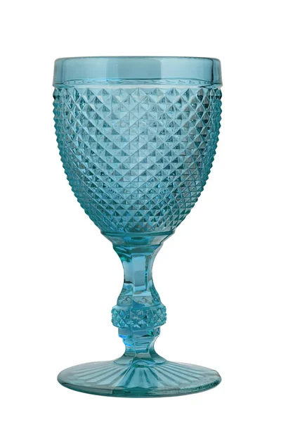 Beautiful Empty Blue Wine Glass Shape Glass Reminiscent Old Fashioned — Stock Photo, Image