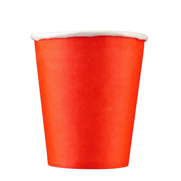 Порожня Чашка Кавового Паперу Червоного Кольору Ізольована Білому Тлі Фото — стокове фото