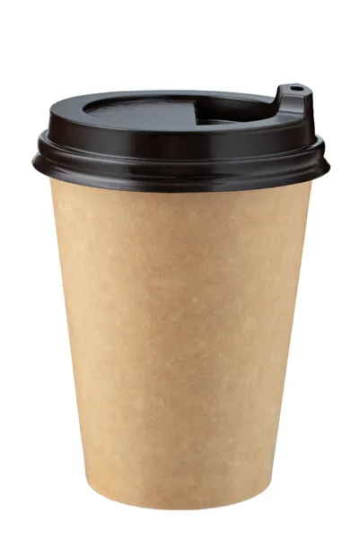 咖啡放在一个白色的独立背景的一次性杯子里 空的拿起木筏咖啡杯 热饮用模板即弃塑料和纸制品 文件包含裁剪路径 — 图库照片
