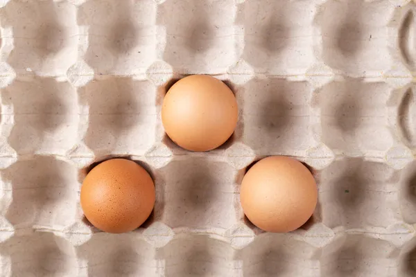 Brown Hen Eggs Carton Box Top View — Stock Photo, Image