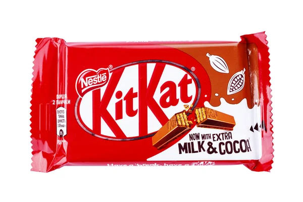 Ουκρανία Κίεβο Δεκεμβρίου 2021 Σοκολάτα Kit Kat Λευκό Φόντο Bars — Φωτογραφία Αρχείου