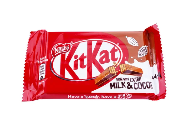 Ουκρανία Κίεβο Δεκεμβρίου 2021 Σοκολάτα Kit Kat Λευκό Φόντο Bars — Φωτογραφία Αρχείου