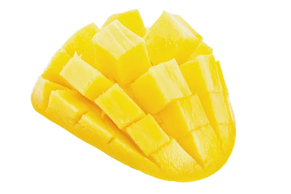 Färsk Mango Halv Isolerad Vit Bakgrund Mango Med Klippväg Mango — Stockfoto