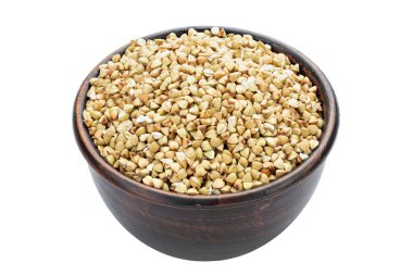 Seramik kasedeki kuru karabuğday beyazı izole etmiş. Dosya kırpma yolu içeriyor. 