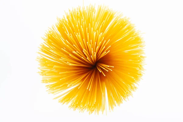 Flower Spaghetti Gathered Bunch View Top White Background Yellow Italian —  Fotos de Stock