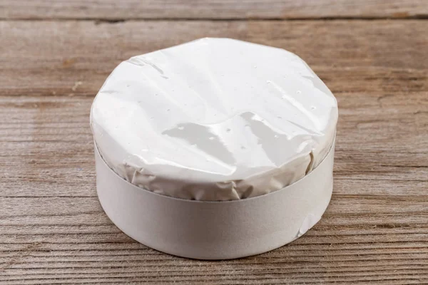 Type Brie Fromage Fromage Camembert Sur Une Table Bois Emballée — Photo