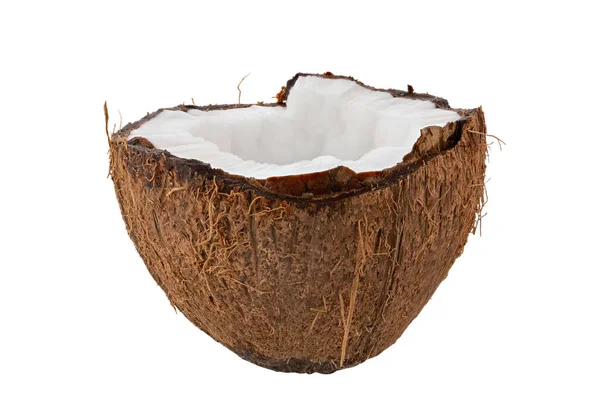 Kokosový Ořech Izolovaný Bílém Pozadí Plná Hloubka Pole Soubor Obsahuje — Stock fotografie