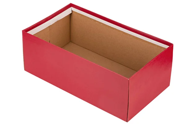Beyaz Arka Planda Izole Edilmiş Nakliyeye Hazır Kırmızı Karton Kutu — Stok fotoğraf