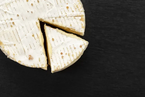 Brie Type Cheese Camembert Cheese Fresh Brie Cheese Slice Black — Foto Stock