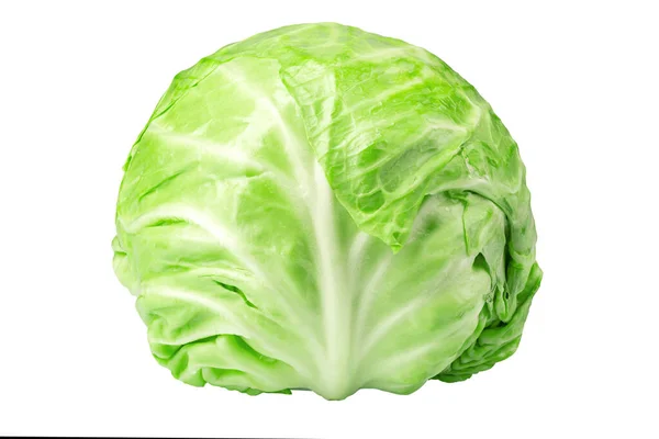 Head Young Cabbage Isolated White Background Full Depth Field File — Stockfoto