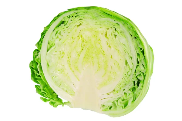 Head Young Cabbage Isolated White Background Full Depth Field File — Stockfoto