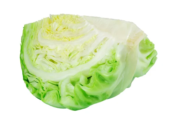 Head Young Cabbage Isolated White Background Full Depth Field File — Stockfoto