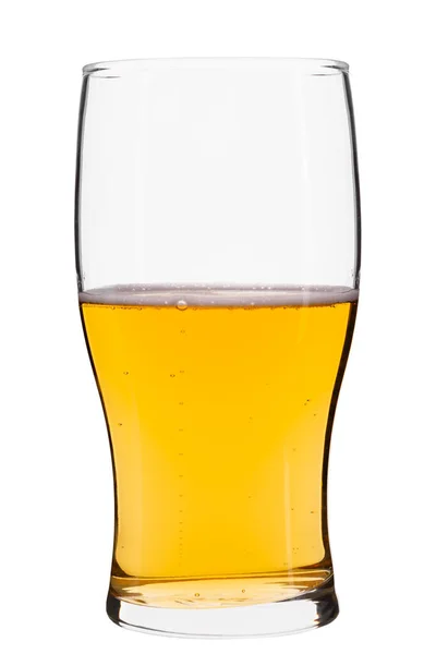 Half Full Glass Beer Isolated White Background Full Depth Field — Zdjęcie stockowe