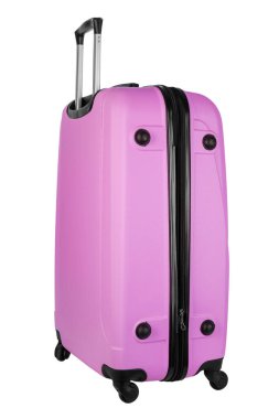 Seyahat çantası beyaz arka planda izole edilmiş. Yaz tatili, turizm, tatil. Dosya kırpma yolu içeriyor.