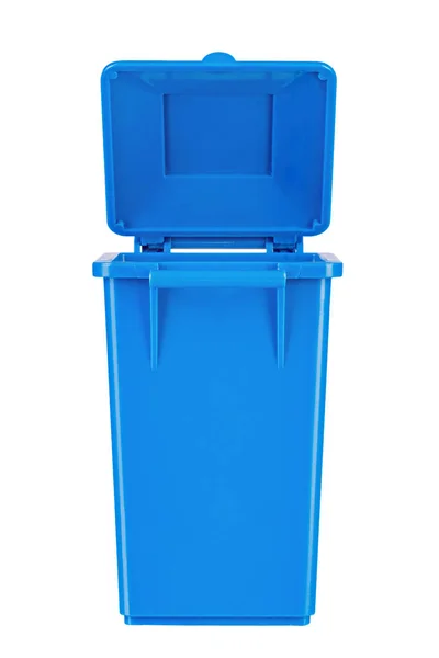 New Unbox Blue Large Plastic Bin Isolated White Background Garbage — Fotografia de Stock