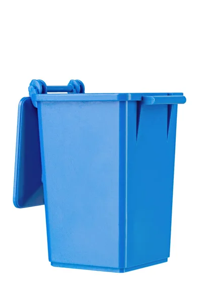 New Unbox Blue Large Plastic Bin Isolated White Background Garbage — Foto de Stock