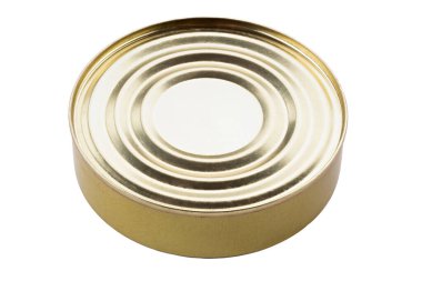 Top view of metal tin can  isolated on white background. Healthy eating concept. Tincan. File contains clipping path.