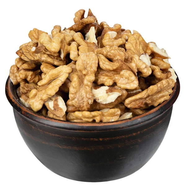 Bowl Tasty Walnuts White Background File Contains Clipping Path Full — Stock Photo, Image