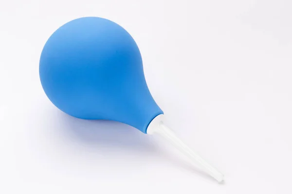 Medical Pear Rubber Blue Enema White Background Enema Cleaning Intestines — Fotografia de Stock