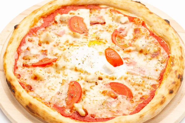Fresh Homemade Italian Pizza Fast Food Cheese Tomato Sauce Tomato — Stock Photo, Image