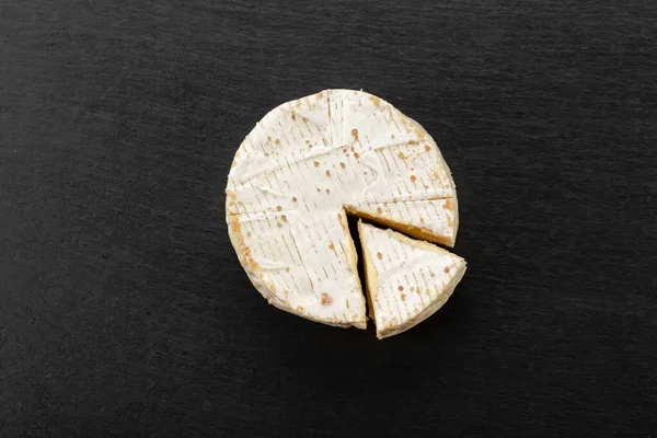 Brie Type Cheese Camembert Cheese Fresh Brie Cheese Slice Black — Φωτογραφία Αρχείου