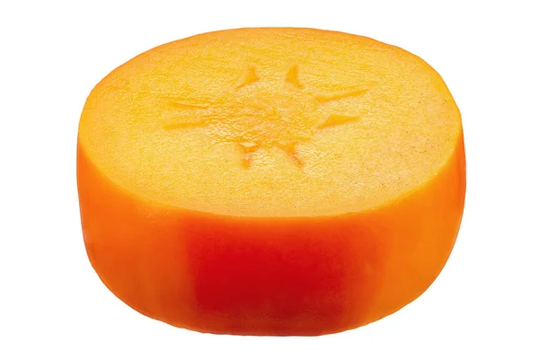 Kawałek Dojrzałe Owoce Persymony Pomarańczowej Izolowane Białym Tle Plik Zawiera — Zdjęcie stockowe