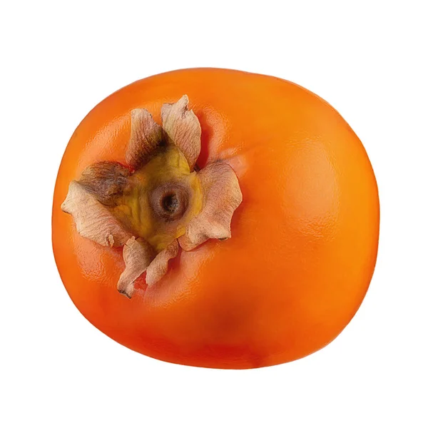 Rijp Sinaasappel Persimmon Fruit Geïsoleerd Witte Achtergrond Bestand Bevat Clipping — Stockfoto