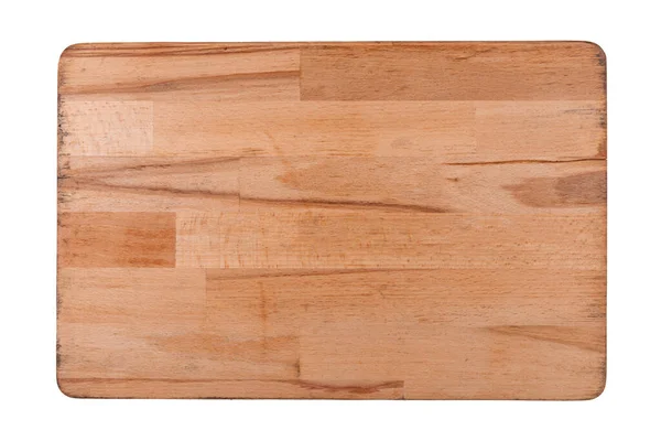 Prostokątna Drewniana Deska Cięcia Widok Góry Odizolowana Białym Tle Plik — Zdjęcie stockowe
