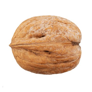 Ceviz. Beyaz arka planda izole edilmiş fındık. Dosya kırpma yolu içeriyor.