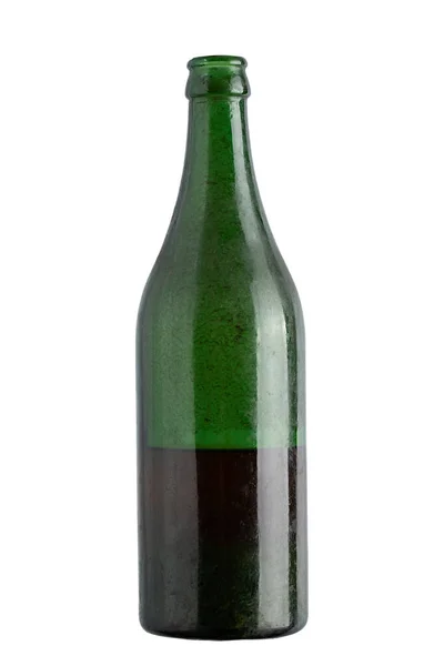 Frasco Drogas Anticuado Vieja Botella Color Verde Sucio Aislado Sobre — Foto de Stock