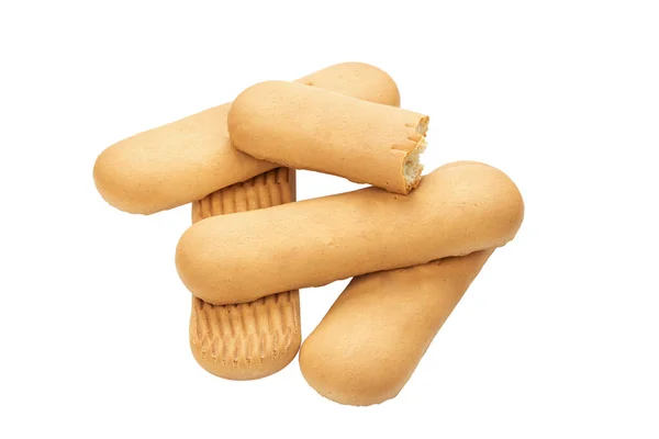 美味的小麦饼干在孤立的白色背景上 新鲜的糖果饼干 文件包含裁剪路径 — 图库照片