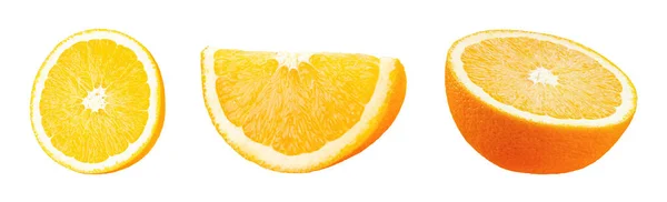 白い背景に分離された新鮮なオレンジの果実のセット ファイルにクリッピングパスが含まれています — ストック写真