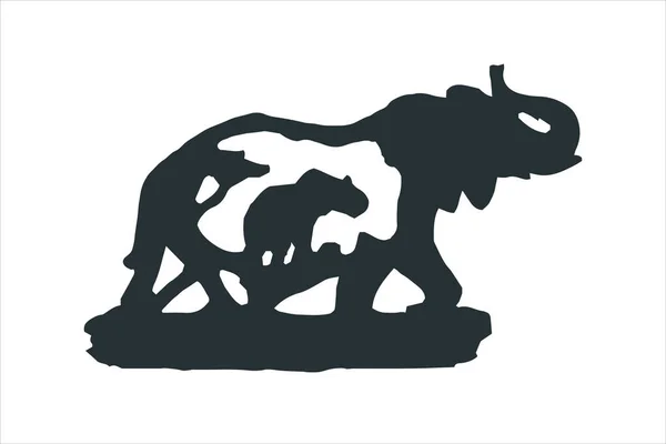Elefant Und Baby Gehen Der Wildnis Stock Illustration — Stockvektor