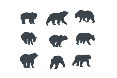 Ayılar farklı pozlarda vektör siluet hisse senedi çizimi