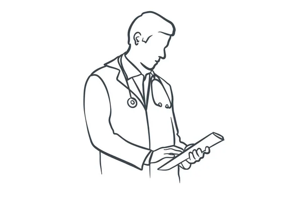 Medical Doctor Thin Line Art Stock Illustration — Stock Vector